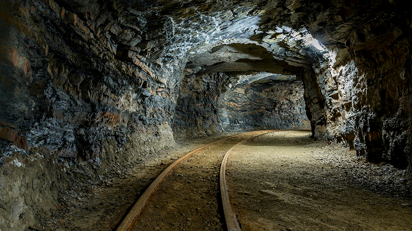 Banner Bergwerk, Tunnel Kurve 425 cm x 240 cm